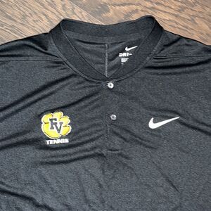 Nike Dri Fit Blade No Collar Black Tennis Team Golf Polo Shirt XL standard Fit